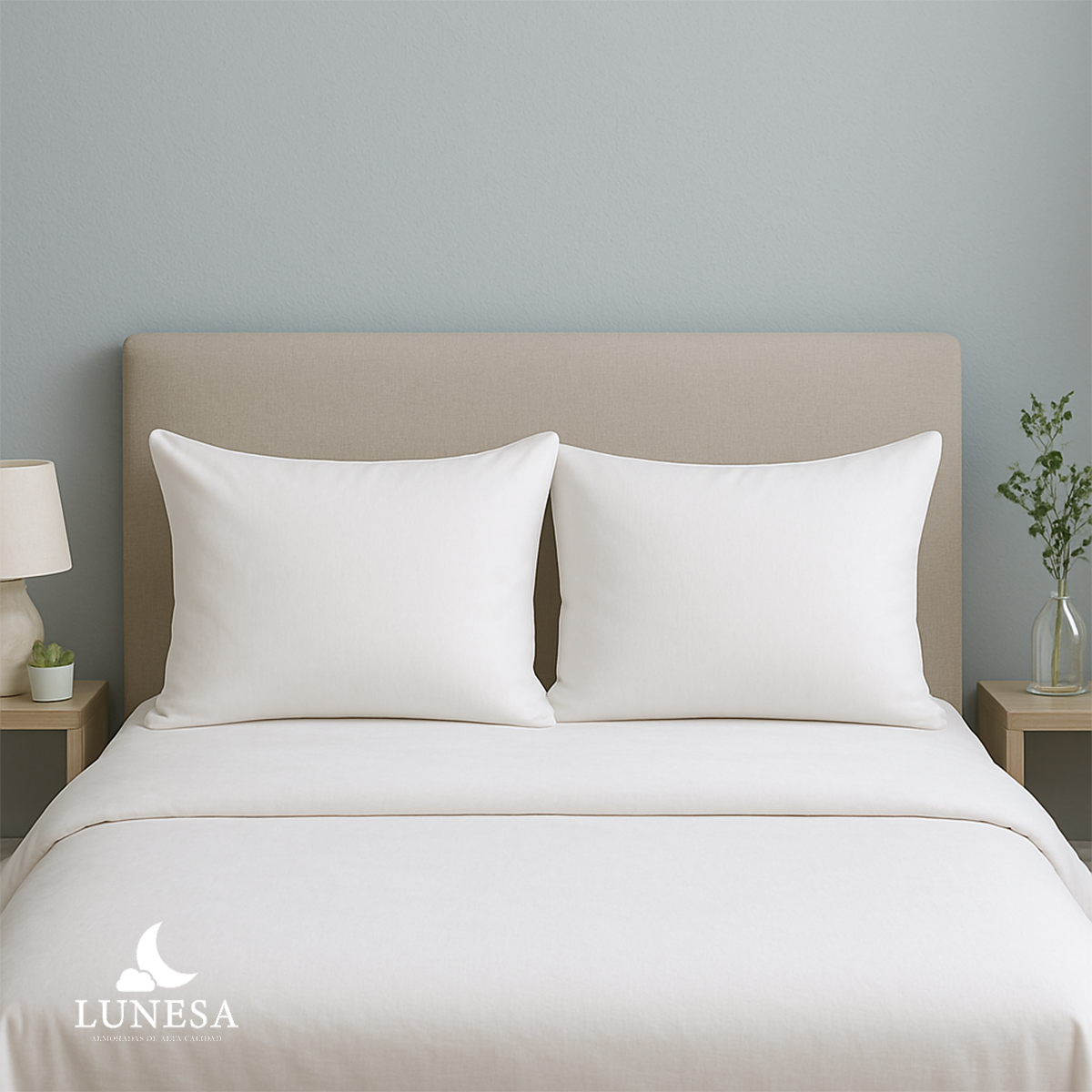 Almohadas Individual 2 Pack Lunesa Hotelera Microfibra Blanco 55X35