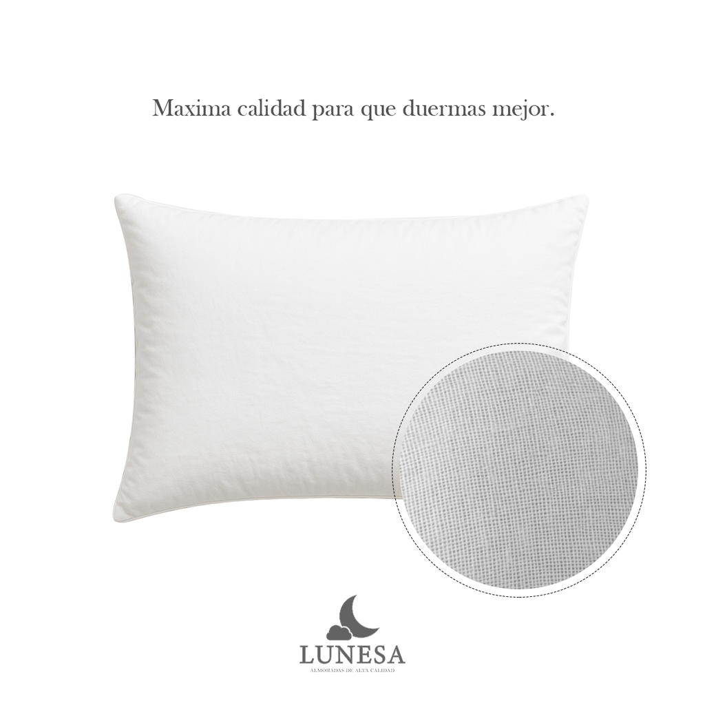 4 Pack Almohadas Estándar Lunesa Plus Hotelera Microfibra Blanco 75x50