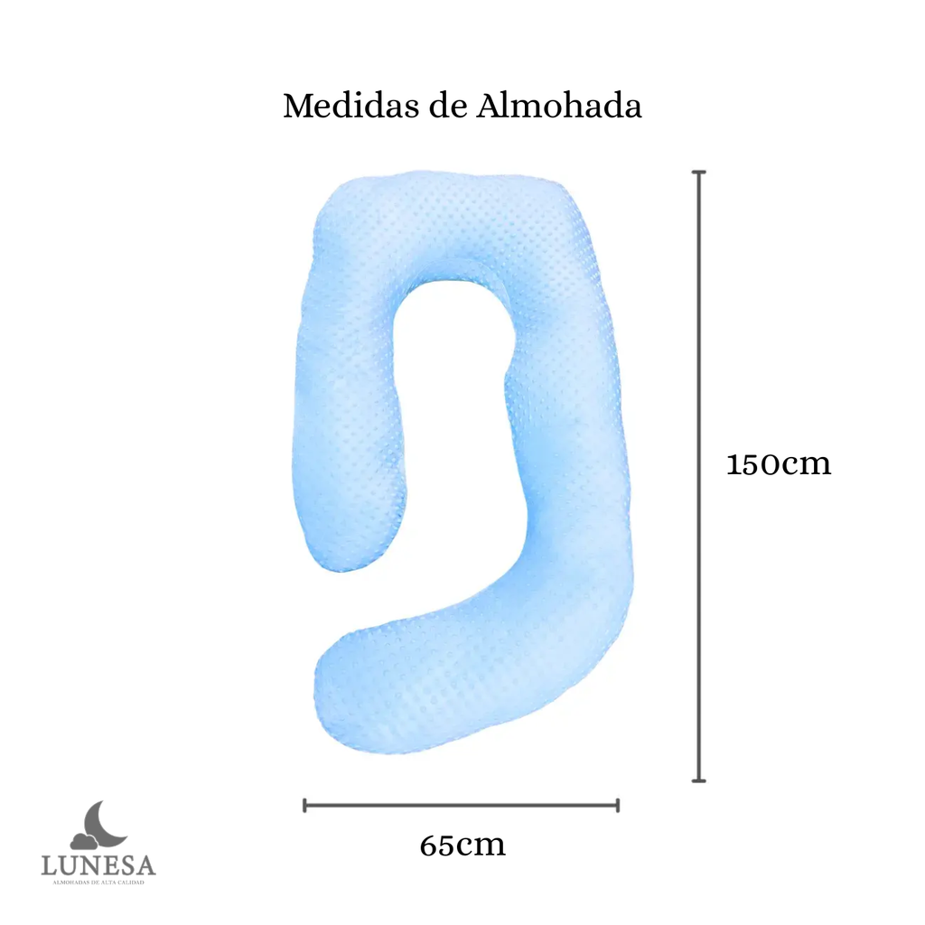 Lunesa Almohada Premium Para Embarazo Ortopedica Para Lactancia Azul