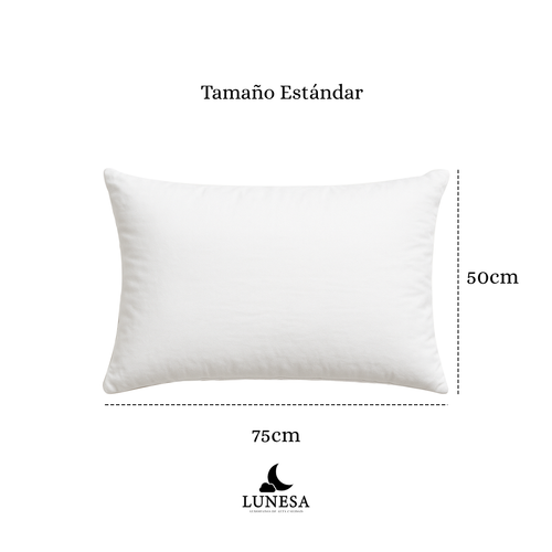 2 Pack Almohadas Estándar Lunesa Plus Hotelera Microfibra Blanco 75x50